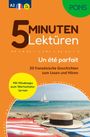 „5 Minuten Lektüren A2. Un été parfait. Mit Mindmaps zum Wortschatzlernen.“ Illustration: Strand, Meer, Hut, Segelboot.
