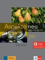 "Aspekte neu, Mittelstufe Deutsch, Arbeitsbuch mit Audios C1." Bild zeigt Birnen, Glühbirne, und Klett-Logo.