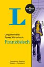 Mit Wörterbuch-App. Langenscheidt Power Wörterbuch Französisch. Großes blaues "L" links, Person mit Sonnenbrille rechts.