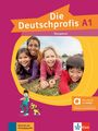 "Die Deutschprofis A1", "Übungsbuch", "Alles Digitale auf allango!", Kinder auf einer Wiese liegend, freundliche Illustration.