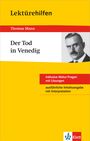 Thomas Mann: Klett Lektürehilfen Thomas Mann "Der Tod in Venedig", Buch