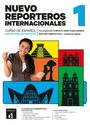 Titel: NUEVO REPORTEROS INTERNACIONALES 1. Junge Frau lächelt, daneben bunte Architektur-Illustrationen.