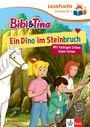 Titel: "Ein Dino im Steinbruch". Schrift: "Bibi & Tina". Logo: Lesefuchs. Illustration: Kinder im Steinbruch mit Pferd.