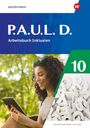 „P.A.U.L. D. Arbeitsbuch Inklusion 10. Differenzierende Ausgabe.“  
Eine Frau lächelt beim Blick auf ein Tablet.