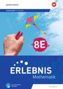 „Arbeitsheft mit Medien“, „8E“, „ERLEBNIS Mathematik“, Hand hält eine Drachenschnur, bunter Drachen im Himmel.