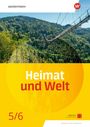 "Heimat und Welt 5/6", grüne Hügel mit Hängebrücke, gelber Hintergrund. Logo oben rechts.