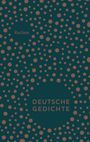 Text: "Reclam", "DEUTSCHE GEDICHTE". Braune Punkte auf dunkelgrünem Hintergrund, modern und minimalistisch gestaltet.
