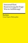 Immanuel Kant: Beantwortung der Frage: Was ist Aufklärung?, Buch