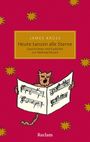 „Heute tanzen alle Sterne“ von James Krüss, rote Abdeckung mit Katze, die ein Liedblatt hält, umgeben von goldenen Sternen.