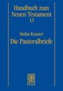 "Handbuch zum Neuen Testament 13. Stefan Krauter. Die Pastoralbriefe." Blaues Cover mit goldener Schrift, zentriert. Unten ein gelbes Logo.