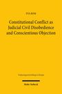 Text: "Constitutional Conflict as Judicial Civil Disobedience and Conscientious Objection." Gelber Hintergrund, schwarzer Text.
