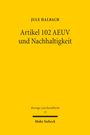 Gelber Hintergrund, Titel: "Artikel 102 AEUV und Nachhaltigkeit" von Jule Halbach. Verlag: Mohr Siebeck.