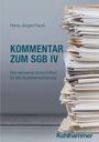 „KOMMENTAR ZUM SGB IV“ steht groß geschrieben. Ein Stapel Papierstapel ist rechts zu sehen.