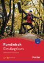 „Rumänisch Einstiegskurs für Kurzentschlossene“, ein Mann springt mit einem Skateboard in einem herbstlichen Park.