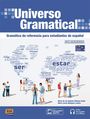 "Universo Gramatical", "Gramática de referencia para estudiantes de español". Wortwolke, Menschen im Gespräch.