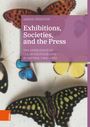 Auf lila Hintergrund: "Janine Freeston, Exhibitions, Societies, and the Press". Bunte Schmetterlinge im Hintergrund.