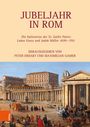 "Jubeljahr in Rom" steht groß oben. Darunter ein Bild von historischem Rom mit Menschen, Pferdekutschen und hoher Architektur.