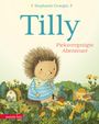 "Tilly: Pieksvergnügte Abenteuer" von Stephanie Graegin. Illustration: Ein Igel in Kleidung auf einer bunten Wiese.