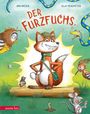 „DER FURZFUCHS“ steht groß in Rot. Ein Fuchs mit Detektivhut und Lupe wird von Tieren überrascht angeschaut.
