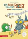 "Ein Ritter namens Rost", "Blech und Schwefel", "5 Vorlesegeschichten mit Musik". Bunte Figuren und ein Roboter.