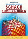 "Karl Colditz, Schachkombinationen. Schachbrett-Kubus mit Spielfiguren, blauer Himmel, weiße Wolken."