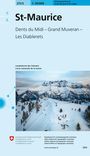 St-Maurice, Dents du Midi – Grand Muveran – Les Diablerets. Schneesportkarte 1:50'000. Winterlandschaft mit Bergen.