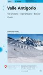 "Valle Antigorio" steht groß im Zentrum. Unten eine winterliche Bergszene mit zwei Personen im Schnee.