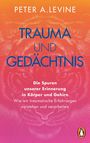 "TRAUMA UND GEDÄCHTNIS" von Peter A. Levine. Ein Tigerkopf in einem Farbverlauf von Orange zu Pink. Pinguin-Logo unten.