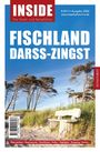 „Fischland Darss-Zingst“ Reiseführer-Cover mit Strand und Kiefernbäumen, blauer Himmel.