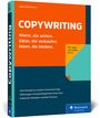 "Copywriting: Worte, die wirken. Sätze, die verkaufen. Ideen, die bleiben." Buchcover in lebendigen Orange- und Blautönen.
