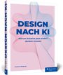 „DESIGN NACH KI. Warum Kreative jetzt anders denken müssen.“ Abstrakte rosa und blaue Linien, Rheinwerk Logo.