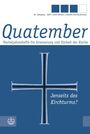 "Jenseits des Kirchturms?" steht unter einem stilisierten Kreuz auf blauem Hintergrund, darüber "Quatember".