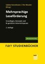 "Mehrsprachige Leseförderung", 2. Auflage. Schwarzer Hintergrund, gelber Rand. Oben zwei Herausgebernamen. Logo unten.