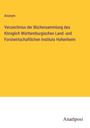 Anonym: Verzeichniss der Büchersammlung des Königlich Württemburgischen Land- und Forstwirtschaftlichen Instituts Hohenheim, Buch