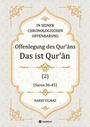 Text: "IN SEINER CHRONOLOGISCHEN OFFENBARUNG Offenlegung des Qur'āns Das ist Qur'ān (2) (Suren 36-45) HAKKI YILMAZ" 
Verziert.