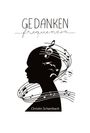 "GEDANKEN frequenzen" oben, "Christin Schambach" unten. Silhouette eines Kopfes mit Noten und fliegenden Vögeln.