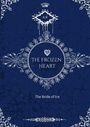 Text: "A.K," "THE FROZEN HEART," "The Bride of Ice." Verzierungen mit floralen Mustern und Herzsymbol.