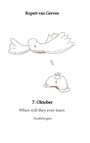 Text: "Rupert van Gerven", "7. Oktober", "When will they ever learn", "Erzählungen". Illustration: Fliegende Taube über einem fallenden Hut.