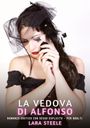 LA VEDOVA DI ALFONSO, ROMANZO EROTICO, LARA STEELE. Frau in Schwarz, fedriger Schleier, rote Lippen.