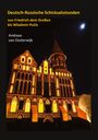 „Deutsch-Russische Schicksalsstunden“, „von Friedrich dem Großen bis Wladimir Putin“, „Andreas van Oosterwijk“. Beleuchteter Gebäudeturm bei Nacht.