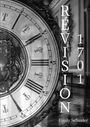 "RÉVISION" vertikal, "1701" vertikal rechts, "Emily Schuster" unten. Eine antike Uhr mit römischen Ziffern.