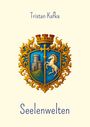 "Tristan Kafka", "Seelenwelten". Wappen mit goldenen Verzierungen, Burg und Pferd in Blau, oben rote Türme.
