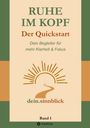 RUHE IM KOPF, Der Quickstart. Illustration einer stilisierten Sonne über einem Weg.