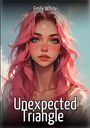 "Emily White" oben, "Unexpected Triangle" unten. Illustration: Junge Frau mit langen, rosa Haaren vor hellem Hintergrund.