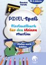 "PIXEL-Spaß: Pixelmalbuch für den kleinen Muslim. Ab 6 Jahren. Malen nach Zahlen." Illustration mit Pixelmotiven.