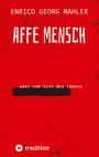 ENRICO GEORG MAHLER, AFFE MENSCH, oder vom Sinn des Lebens. Roter Hintergrund, schwarz überstrichen.