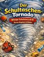 "Der Schultaschen-Tornado" - Witzige Schulstory ab 8, kurze Kapitel & Bilder. Illustration eines Tornados mit Schulmaterialien.