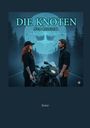 DIE KNOTEN NYX REQUIEM; Roman. Zwei Personen stehen sich auf einer Straße gegenüber, zwischen ihnen ein Motorrad.