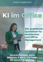 "KI im Office", ein Buchcover. Frau mit Tablet im Büro, moderne Atmosphäre.