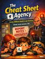 "The Cheat Sheet Agency. Funny children's book for ages 8 and up. Report notes—immediately!" Illustration von Kindern.